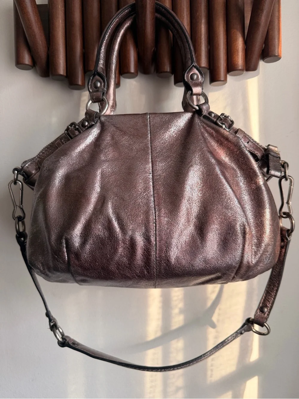 Coach Metallic Bronze Leather Satchel